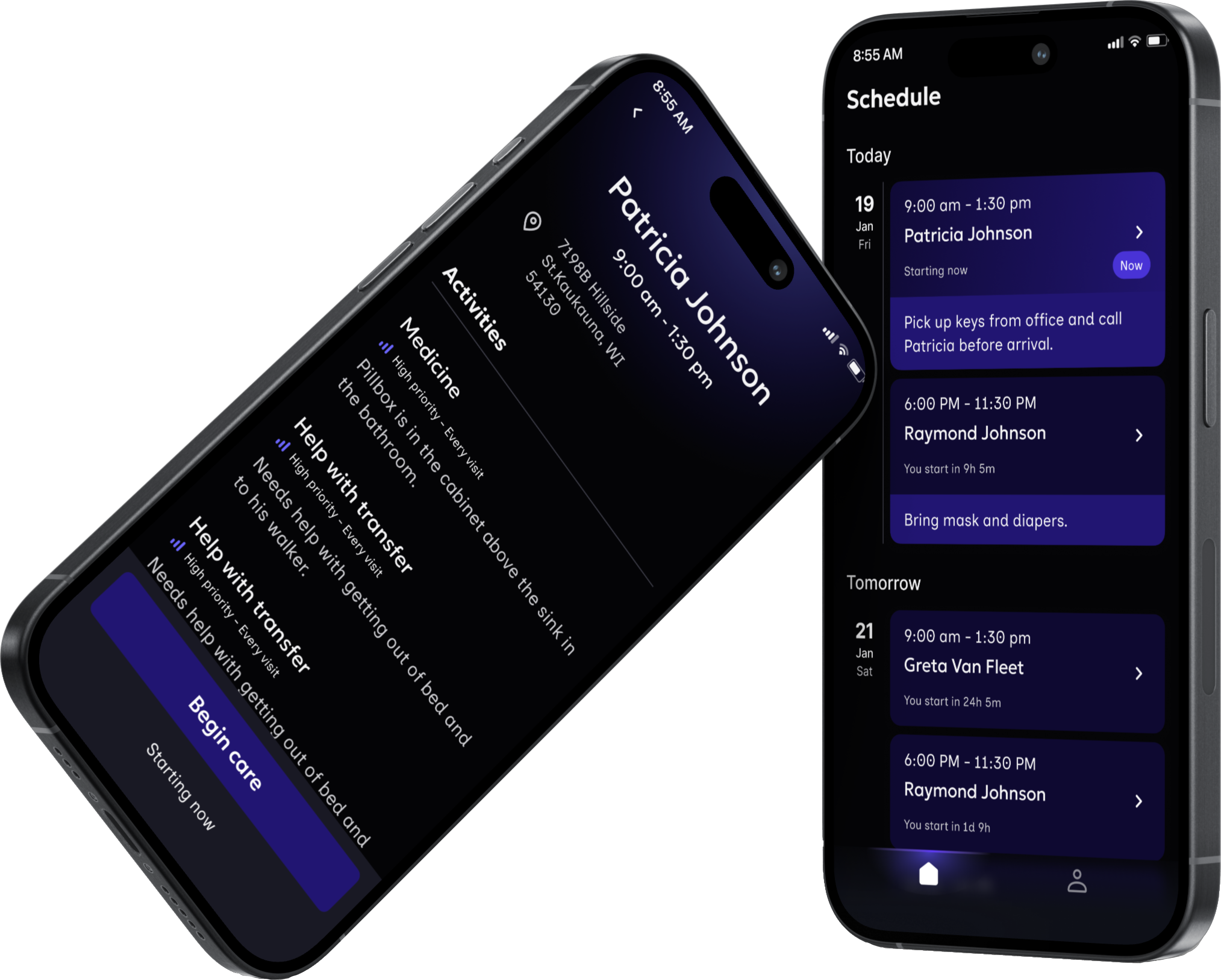 Log in to the dala.care app for caregivers and family