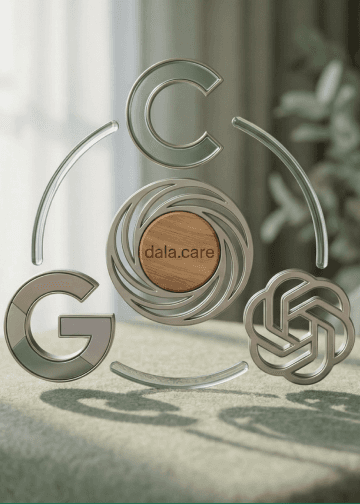 The dala.care logo at the center, linked to the Claude, Gemini and OpenAI logos
